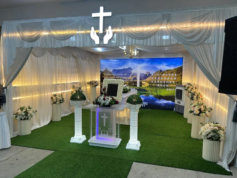 Roman catholic funeral altar front view