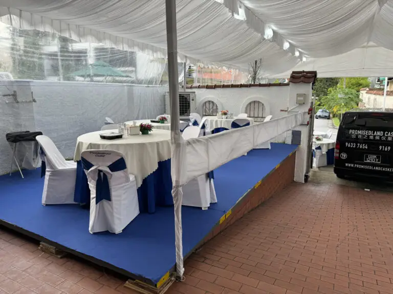 Freethinker funeral seating area under canopy