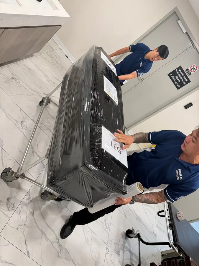 Final inspection of sealed repatriation coffin