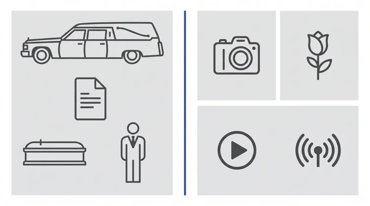 Comparison illustration of what is usually included versus optional services in a direct funeral