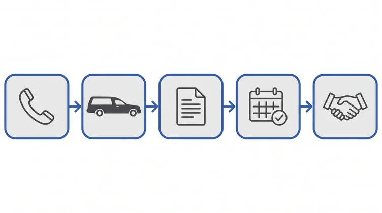 Process diagram showing a funeral provider's response after being contacted: call, collection, documentation, scheduling, coordination