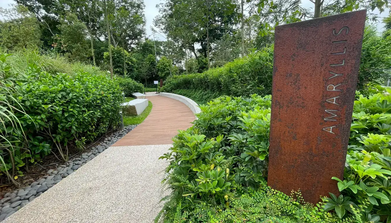 Amaryllis lane entrance signpost at Garden of Serenity