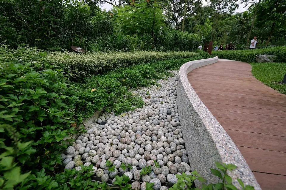 Garden of Serenity entrance signage and notice board at Mandai North Crematorium