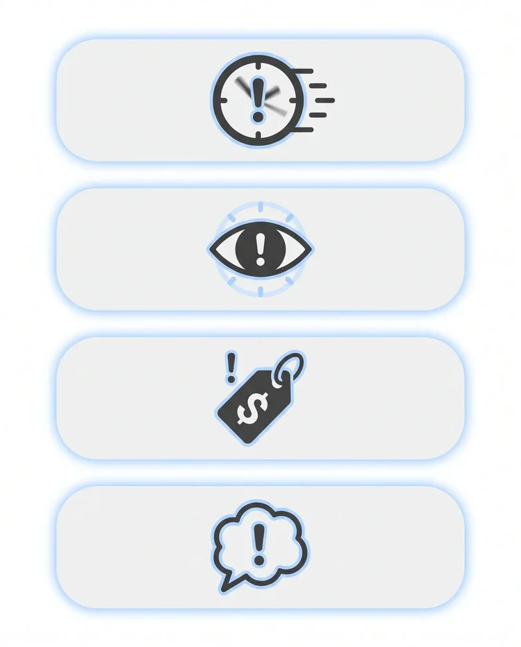 Checklist graphic showing four common mistakes to avoid when choosing a casket