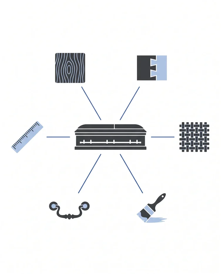 Infographic showing the factors that determine the cost of a Singapore casket